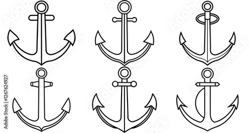 Anchor Outline Coloring Page Printable Line Art Drawing