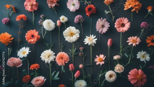 Wallpaper Mural Vibrant Floral Display on Dark Background with Space for Text Personalization and Design Elements Torontodigital.ca