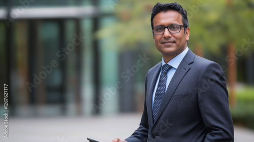 Businessman smiled as he worked, showing his professionalism and leadership, inspiring his employees towards success in the business. man, business, professional, businessman, young, success, employee