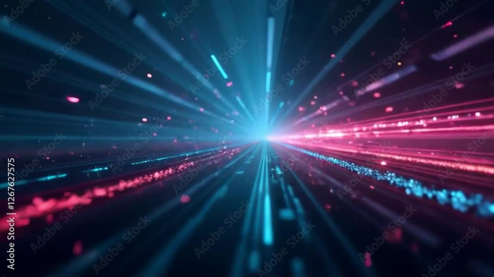 Abstract Technology Futuristic Background with Neon Glow Effect