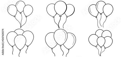Balloons Outline Coloring Page Printable Line Art Drawing