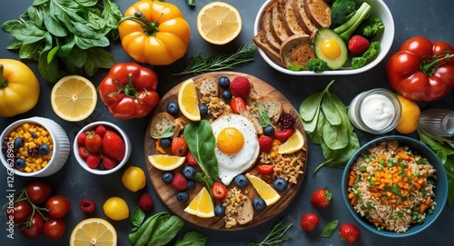 Wallpaper Mural Vibrant Healthy Meal Arrangement with Fresh Ingredients and Empty Space for Custom Text or Branding Torontodigital.ca