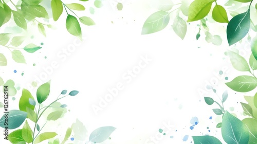 Wallpaper Mural Watercolor Green Leaves Frame: Nature's Serene Embrace Torontodigital.ca