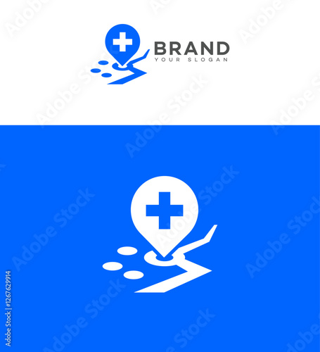 Medical Location Finder Healthcare Map GPS Logo Design