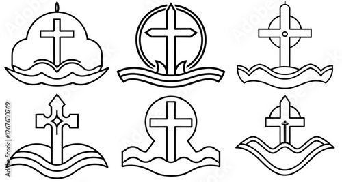 Baptism Cross Outline Coloring Page Printable Line Art Drawing