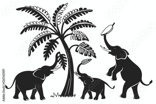 Canvas Print wild animals' silhouettes of a tree