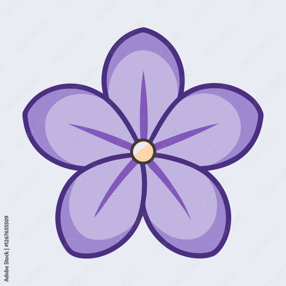 Periwinkle Flower Icon – Five Smooth Petals Vector Periwinkle Flower Icon – Five Smooth Petals Vector