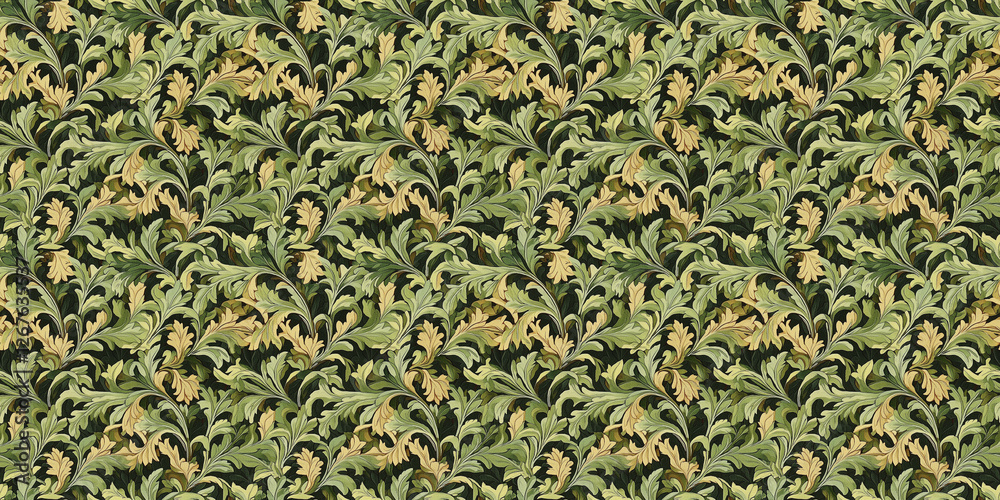 Seamless pattern with green willow leaves Seamless pattern with green willow leaves
