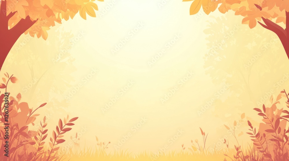 Autumnal landscape illustration with copy space. Autumnal landscape illustration with copy space.