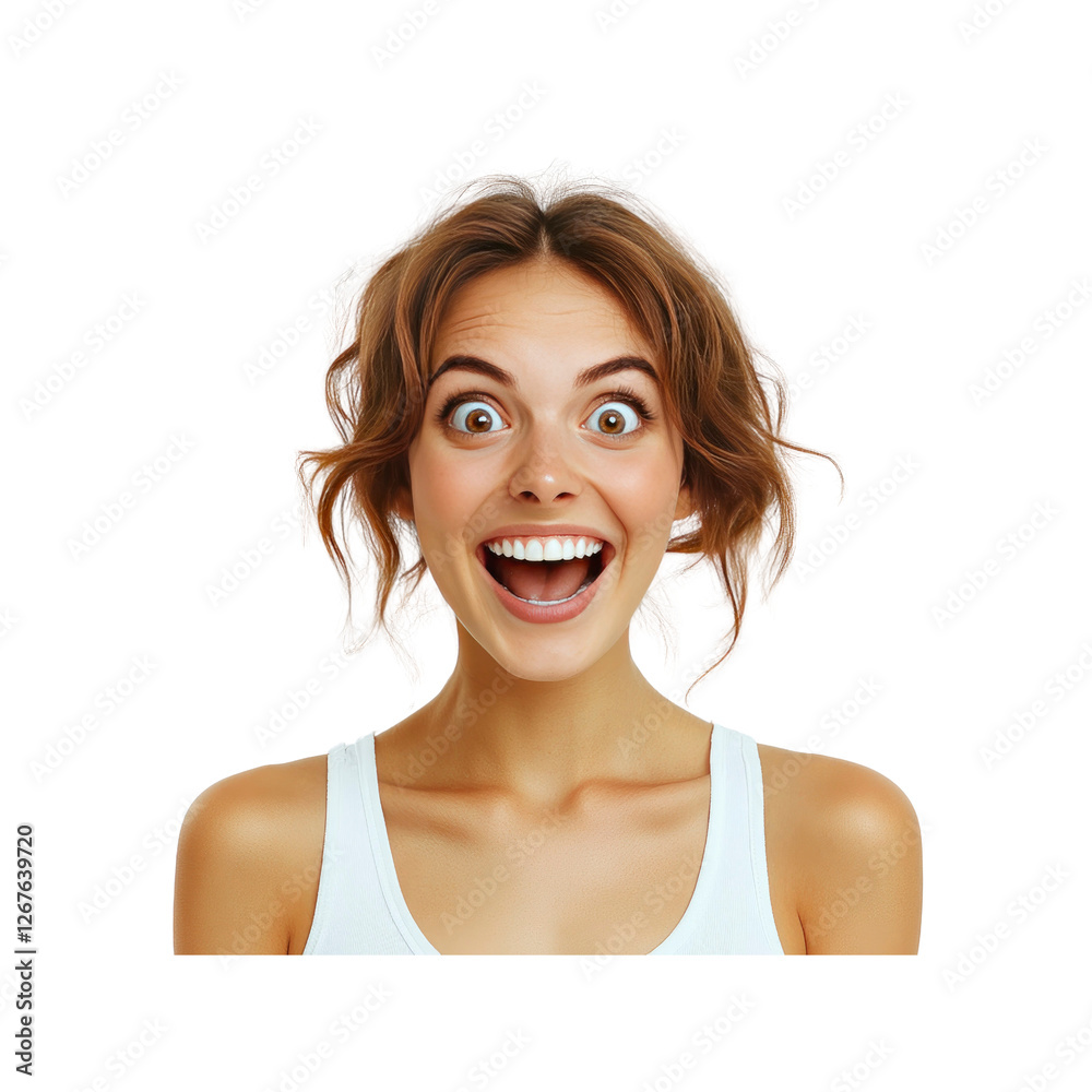 Amazement Portrait of a Young Woman with a Surprised and Joyful Expression Amazement Portrait of a Young Woman with a Surprised and Joyful Expression