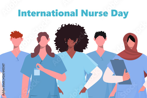  International Nurses Day. Team of nurses. Thank you nurses. Medical and health care concept. Vector illustration Not AI generated
