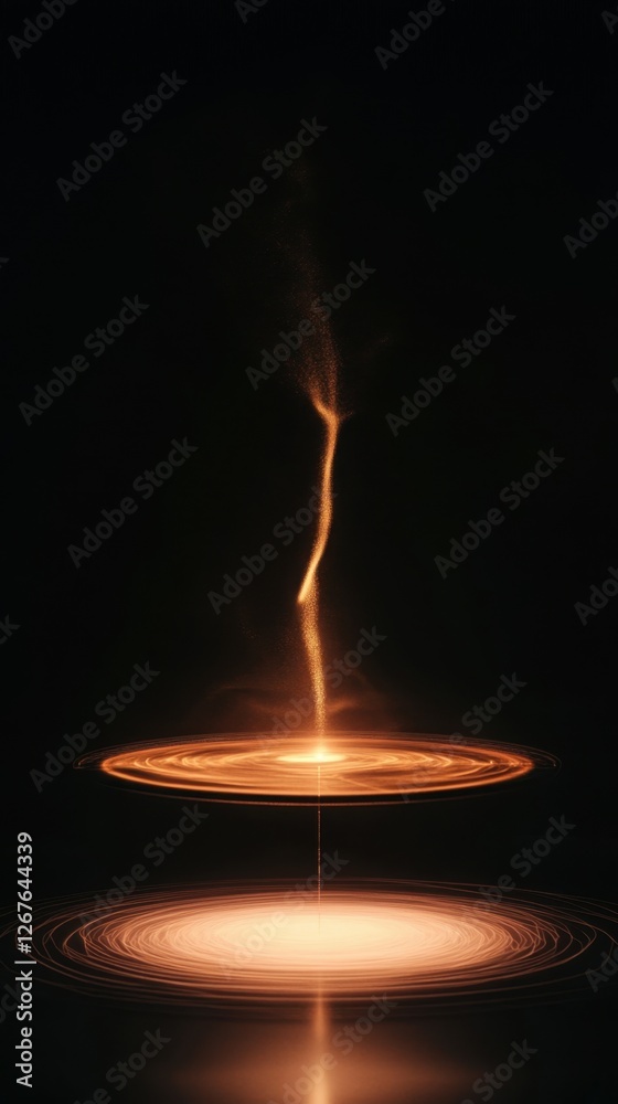 Mesmerizing golden light spiral in darkness Mesmerizing golden light spiral in darkness