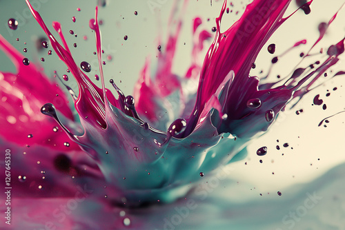 Explosive Colorful Liquid Splash in High-Speed Motion with Vivid Paint Droplets and Dynamic Energy