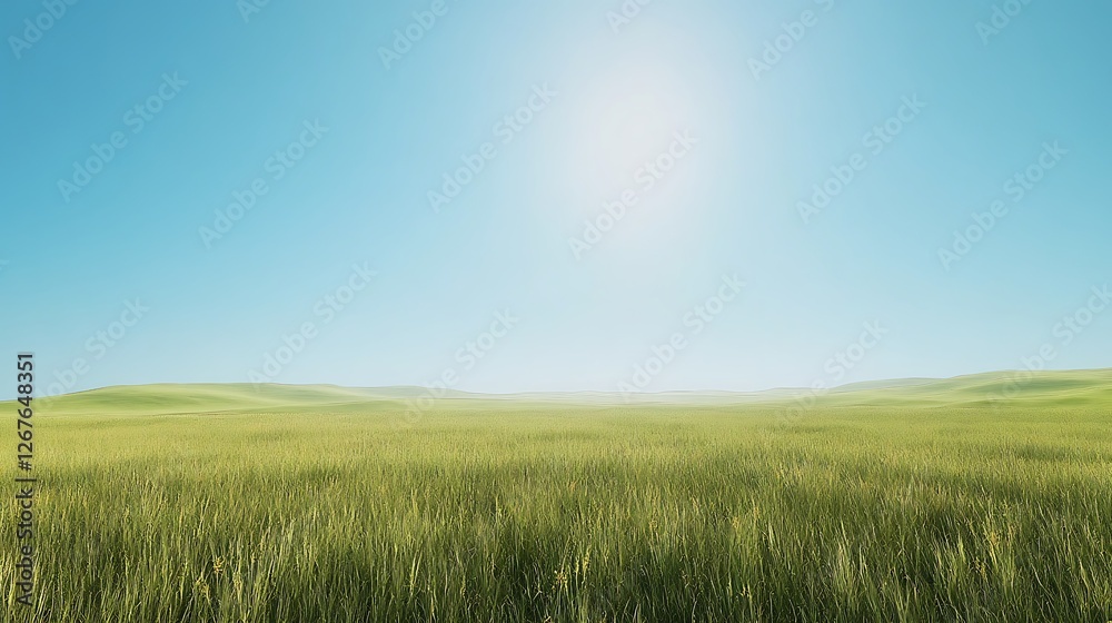 Serene Green Field Under a Bright Blue Sky Serene Green Field Under a Bright Blue Sky