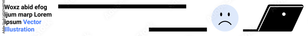 Sad face emotion near open laptop, text lines suggesting communication or work. Ideal for themes of technology issues, remote work, burnout, online frustration, digital fatigue, software errors Sad face emotion near open laptop, text lines suggesting communication or work. Ideal for themes of technology issues, remote work, burnout, online frustration, digital fatigue, software errors