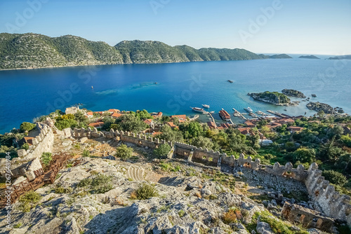 Fototapeta Naklejka Na Ścianę i Meble -  View from the Roman castle of Kaleköy village in Kekova near Kaş, Turkey