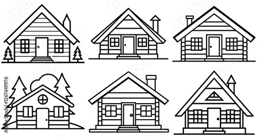 Cabin Outline Coloring Page Printable Line Art Drawing
