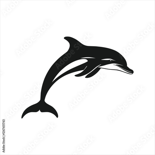 dolphin silhouette vector clip art logo design