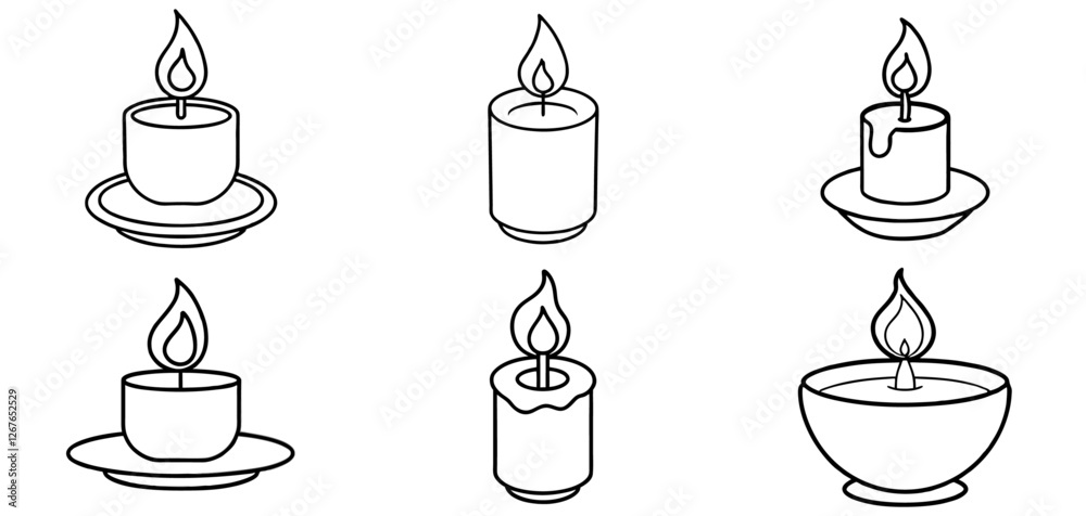 Fototapeta premium candle Outline Coloring Page Printable Line Art Drawing 