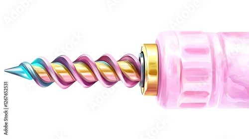 A chibi garden countersink with a conical tip, ready to drill, isolated on a white background