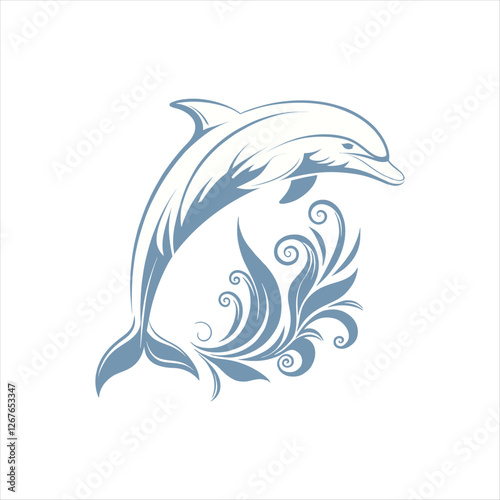 dolphin silhouette vector clip art logo design