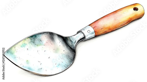 A chibi garden gouge with a curved blade, ready to carve, isolated on a white background photo