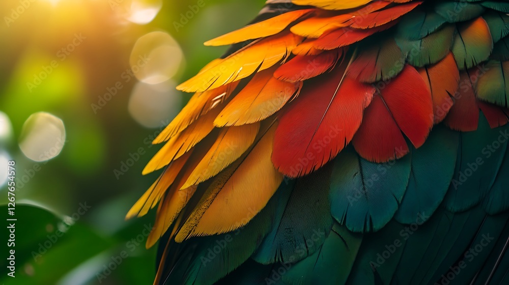 Obraz premium Vibrant Parrot Feathers: A Close-Up of Nature's Beauty