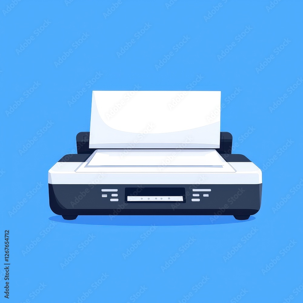 Modern printer with enhanced features set against a vibrant blue background for office and home use Modern printer with enhanced features set against a vibrant blue background for office and home use