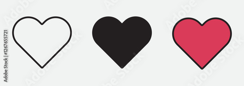 Stylish Heart Icons Set for Design Projects
