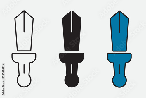 Stylish Multi-Colored sword Icon Set