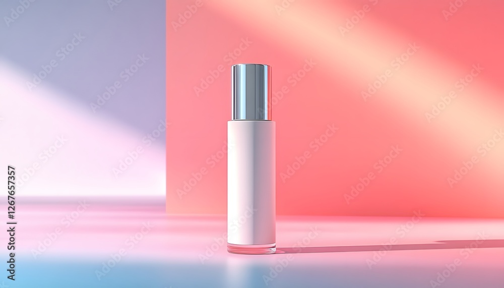 Cosmetic Bottle On Pink Backdrop Cosmetic Bottle On Pink Backdrop