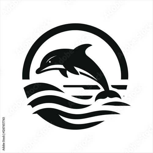 dolphin silhouette vector clip art logo design