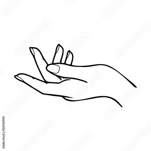 a black and white drawing of a hand gesture vector