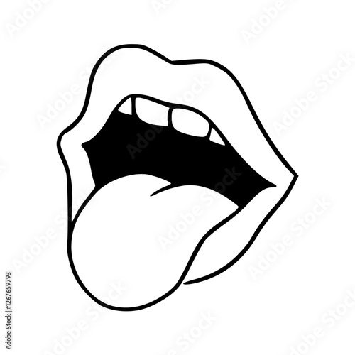 vector illustration of a mouth with tongue