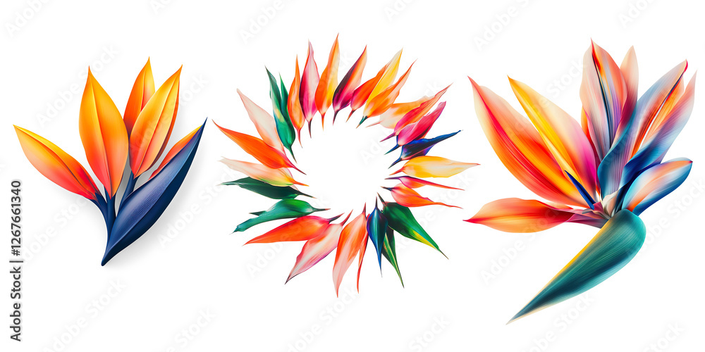Vibrant Bird of Paradise Flower on a Transparent Background Vibrant Bird of Paradise Flower on a Transparent Background