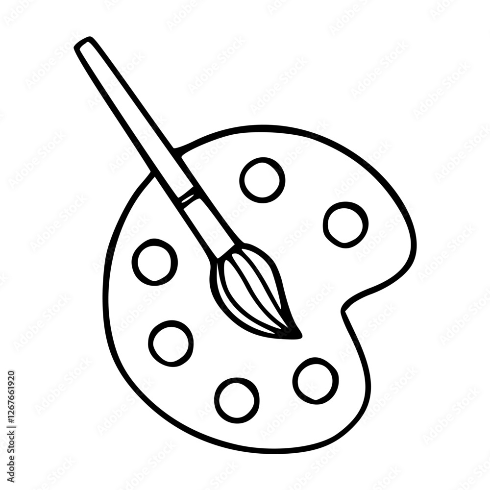 a black and white drawing of a palette with paints for coloring pages a black and white drawing of a palette with paints for coloring pages