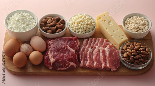 Healthy Foods for a Proper Diet: Cheese, Meat, Nuts, Eggs, Keto Diet