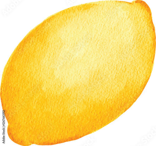 watercolor yellow orange lemon illustration isolated on white. Close up lemon fruit