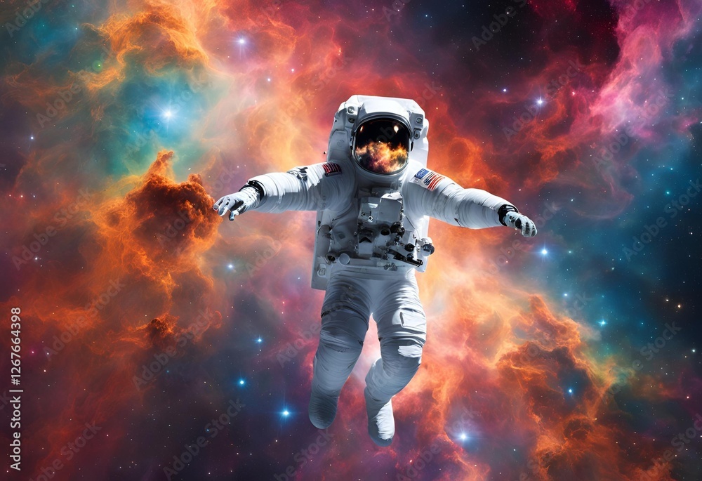 Fototapeta premium Astronaut in Space Flames