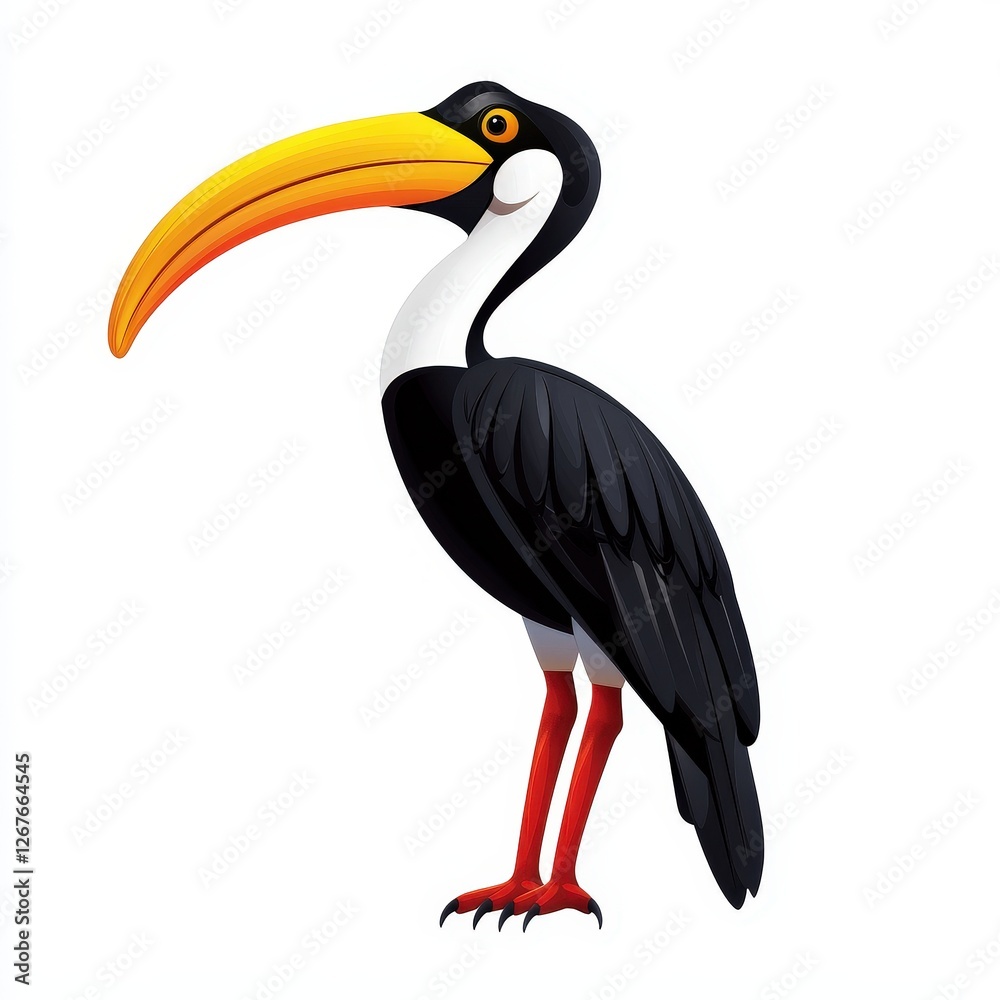 Obraz premium Vibrant toucan bird with a distinctive long beak perched among lush tropical foliage