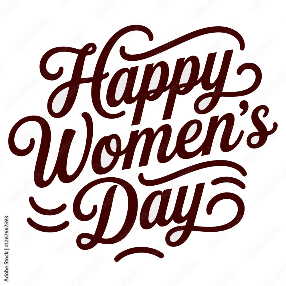 Fototapeta premium Happy Women's Day Text Design Celebrating International Women's Day With Elegant Typography For Event Promotions And Greeting Cards
