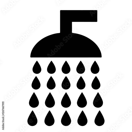 Minimalist shower head icon symbolizing bathroom hygiene cleanliness water flow bathing personal care spa relaxation modern home plumbing and sanitary concept in vector design