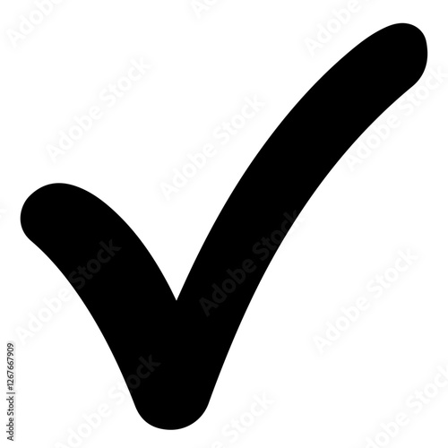 Simple black checkmark icon symbolizing approval verification correctness agreement completed task success accuracy confirmation quality assurance and positive result in vector design