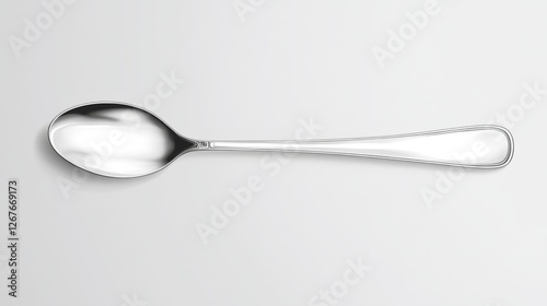 Polished Teaspoon on White Background
