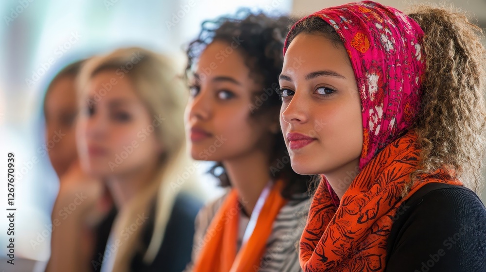 Diverse Women in Conversation at a Conference Diverse Women in Conversation at a Conference
