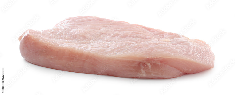 Piece of raw turkey meat isolated on white Piece of raw turkey meat isolated on white