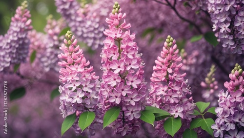 Blossoming Pink Lilacs in Full Bloom Capturing the Essence of Spring with a Luxurious Floral Background.