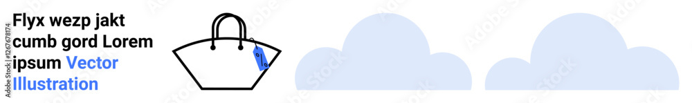 Elegant handbag design with clean lines and a blue detail, paired with stylized cloud shapes. Ideal for fashion, retail, environment, sustainability, elegance, modern branding, flat landing page Elegant handbag design with clean lines and a blue detail, paired with stylized cloud shapes. Ideal for fashion, retail, environment, sustainability, elegance, modern branding, flat landing page