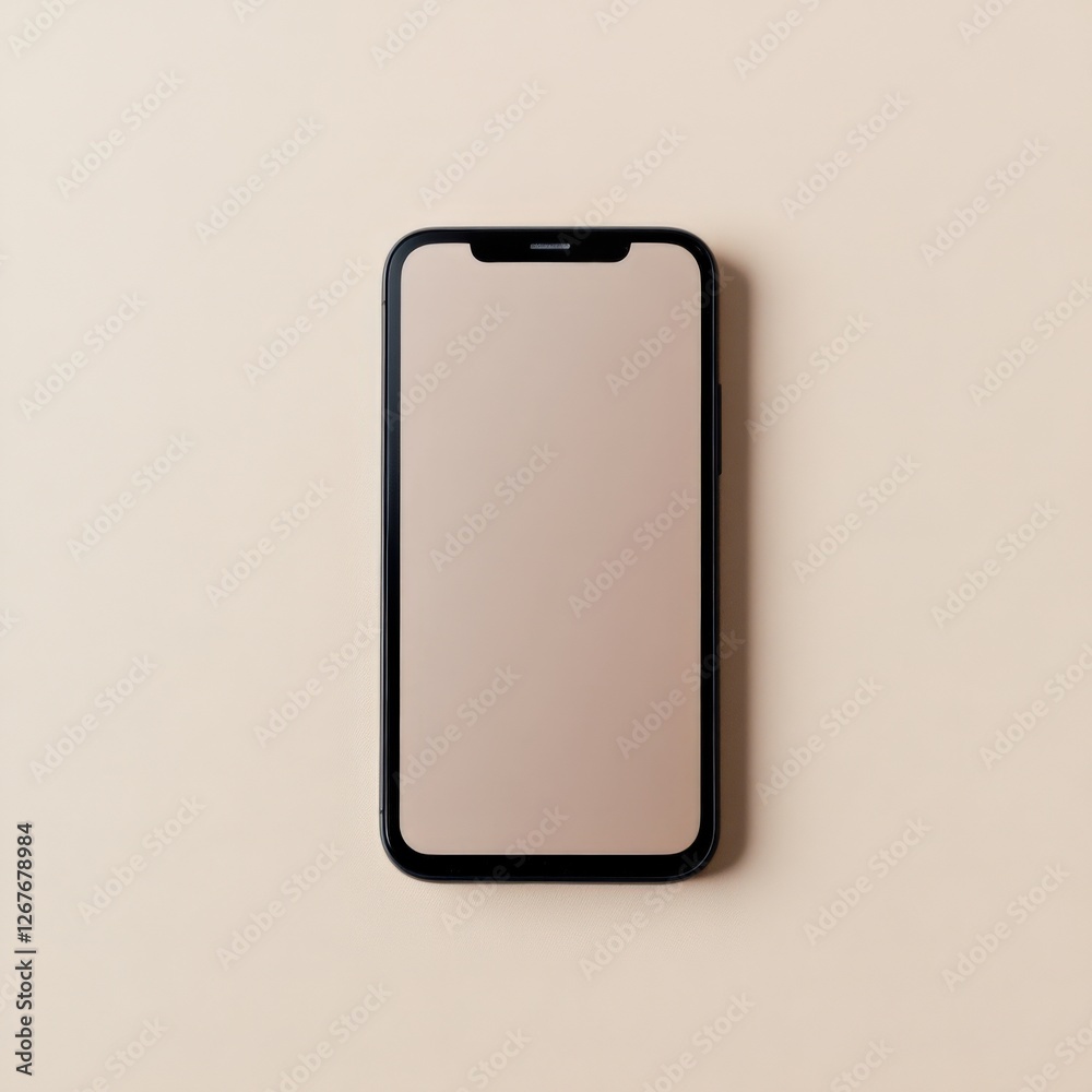 smartphone with Blank Screen on Beige Background smartphone with Blank Screen on Beige Background