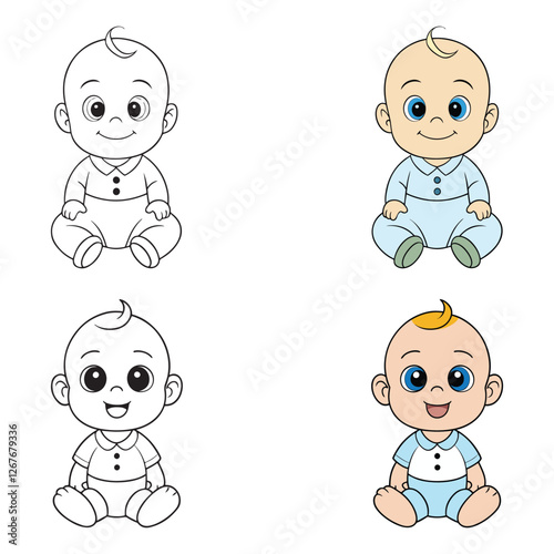 Cute Baby Illustration Coloring Page 